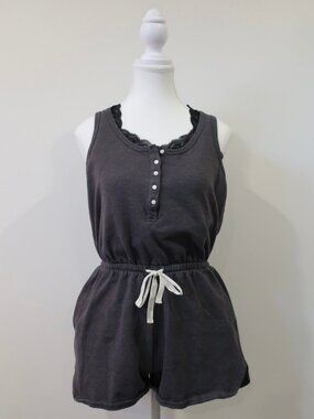 Far West Grey Sleeveless Drawstring Romper - Size Small
